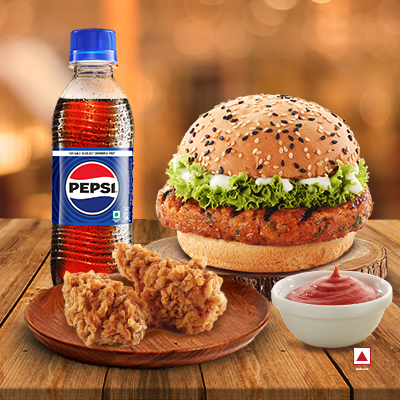 1pc Peri Peri Chicken Grilled Burger+2pc Fried Wings+1 Pepsi 250ML