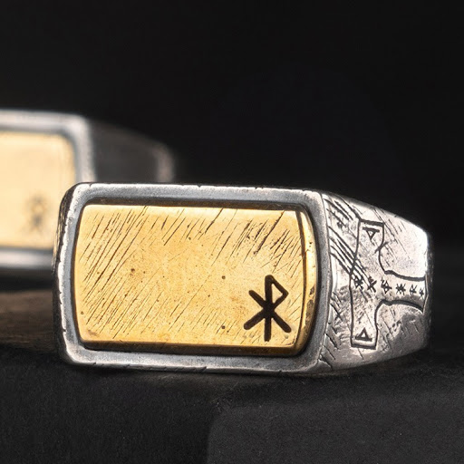 Title 2, Nordic Viking Ring Silver Inlaid Copper A durab...