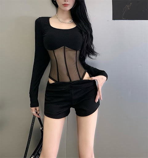 Title 11, Mesh Slim Fit Sexy Hot Girl Fishbone Bottoming ...