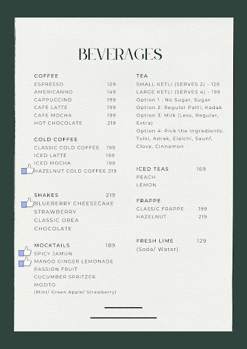 Cafe Belong menu 