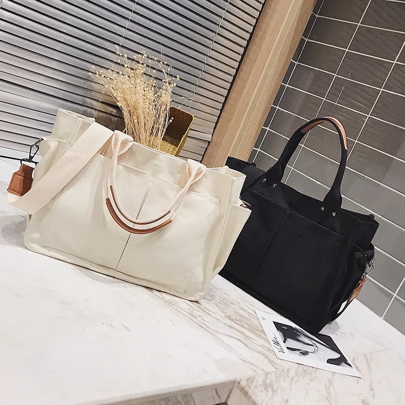 Title 6, Bolsa de lona feminina com múltiplos bolsos, co...