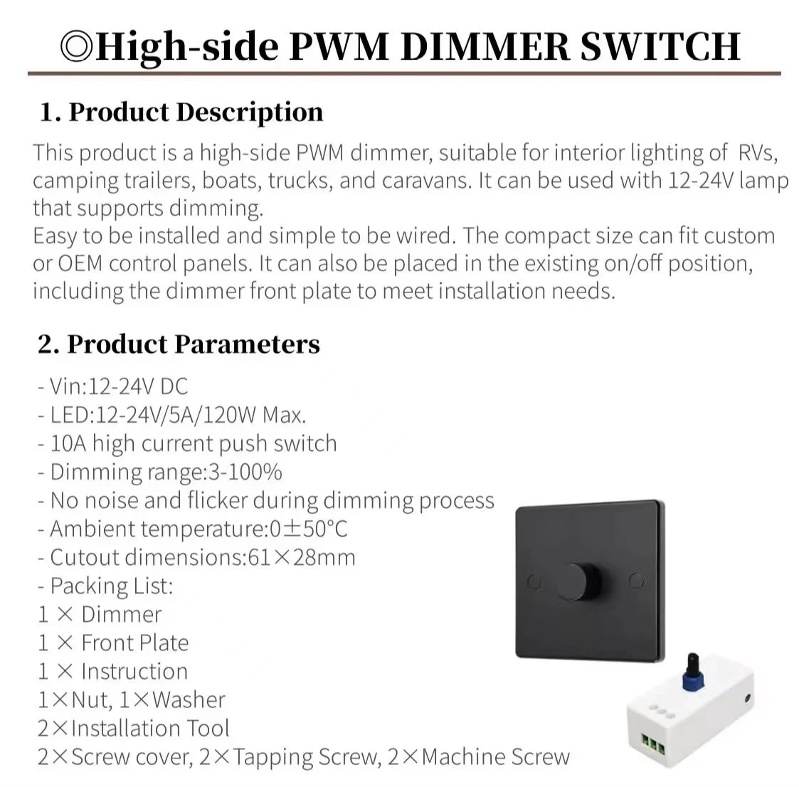 Title 1, Special LED Dimmer Switch For Yacht and RV Down...