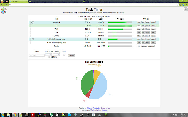Task Timer chrome extension