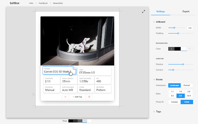 ExifShot: photo metadata design tool