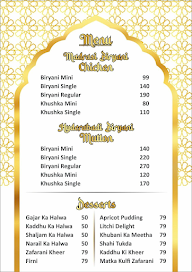 Shahi Biryani menu 1