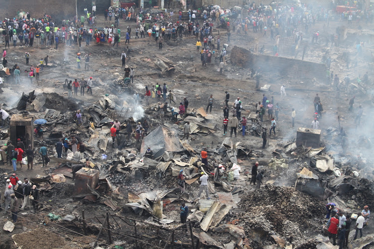 THE AFTERMATH: Aerial view of Gikomba market that was razed by fire early Thursday morning