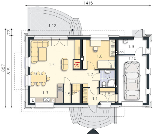 Tacoma II DCP240a - Rzut parteru