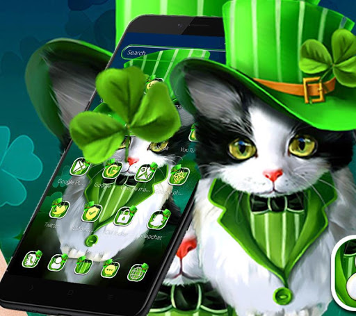 Lucky Clover Green Cap Cat Theme ?