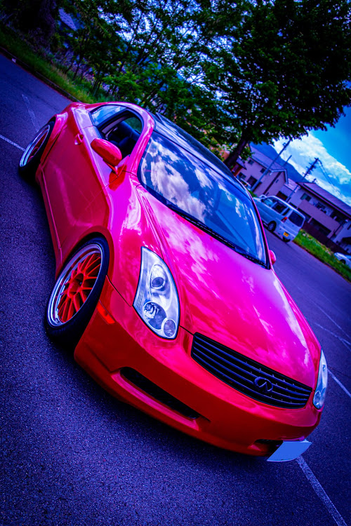 スカイラインクーペの#スカクー#cpv35#v35・赤い車・少しワイド・いい日産の日・#乗り遅れた。に関するカスタム事例の投稿画像1枚目
