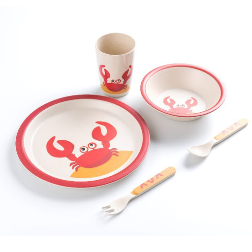 Title 7, Childrens Baby Cutlery Set of 5 Bamboo Fiber D...