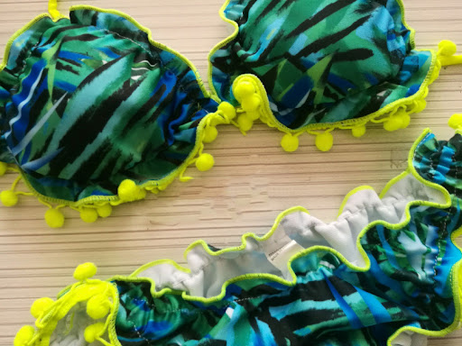 Title 2, Womens Triangular Pleated Ball and Ball Bikini...