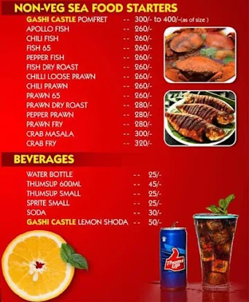 Gashi Castle menu 