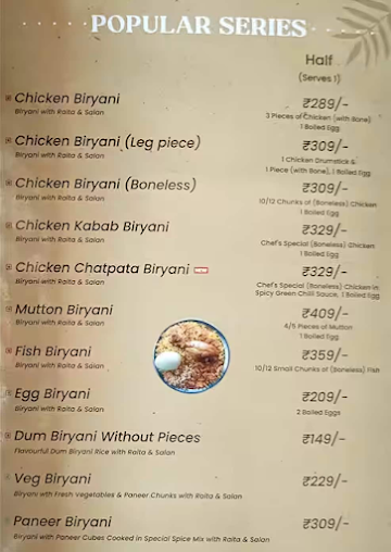 Mani's Dum Biryani menu 