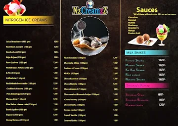 N2Creamzz menu 