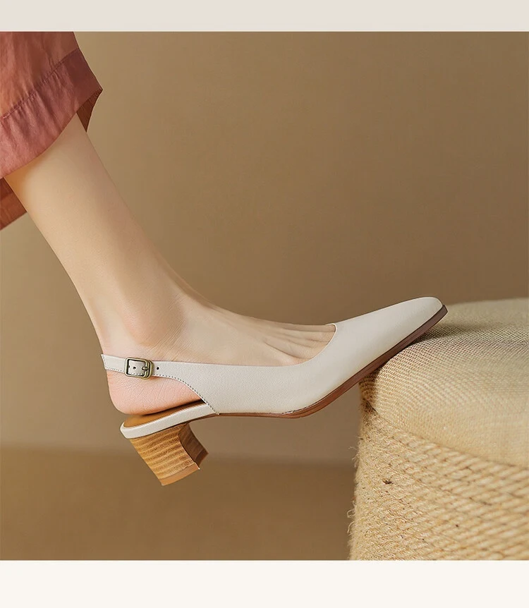 Title 17, Sandales femme style français en cuir de vachet...