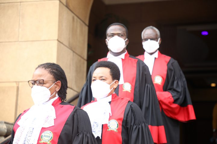 Chief Justice Martha Koome with other Supreme Court judges at the Milimani courts in September, 2022.