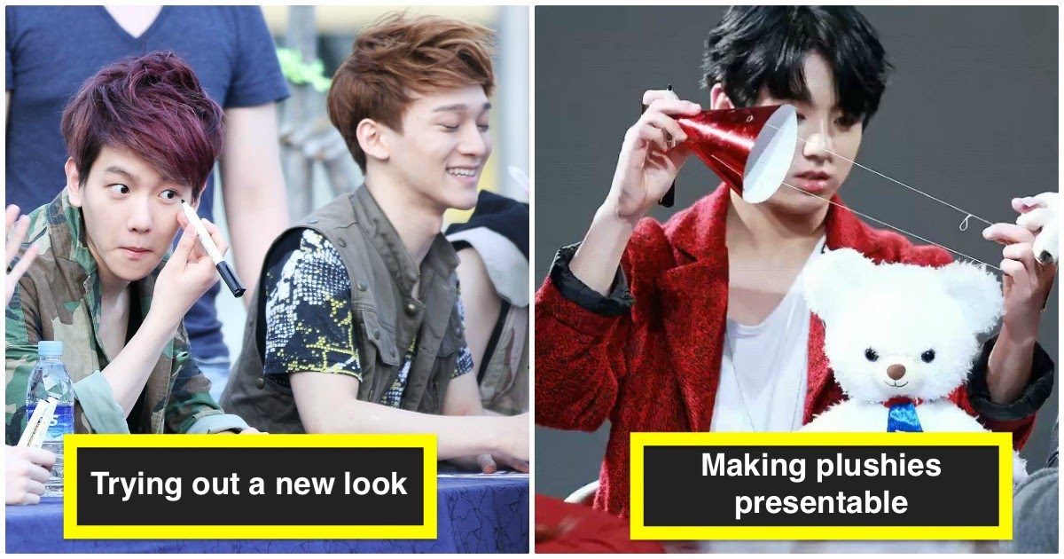 26 Creative Ways Idols Pass The Time Waiting For Fans At Fansign Events Koreaboo