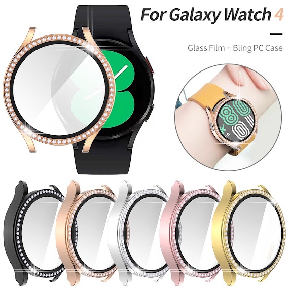 Ốp Bảo Vệ Mặt Đồng Hồ Thông Minh Samsung Galaxy Watch 4 40/44Mm Kèm Kính Cường Lực