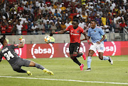 Gabadinho Mhango of Orlando Pirates during the Absa Premiership match against Chippa United at Nelson Mandela Bay Stadium on February 1 2020 in Port Elizabeth, South Africa. 