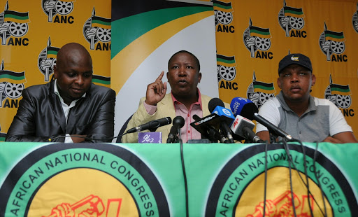 ANCYL spokesperson Floyd Shivhambu, ANCYL president Julius Malema and treasurer Pule Mabe. File photo.