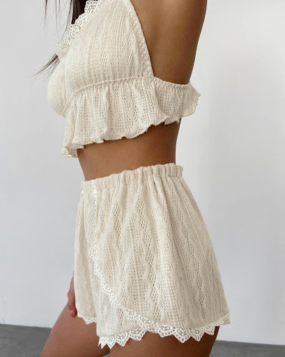 Title 7, Lace Spaghetti-strap Vest Shorts Ladies Homewe...