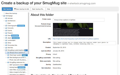 Unofficial SmugMug extension for Chrome