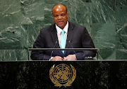 FILE IMAGE: Swaziland's King Mswati III addresses the United Nations General Assembly at U.N. headquarters in New York, U.S., in September 2018. 