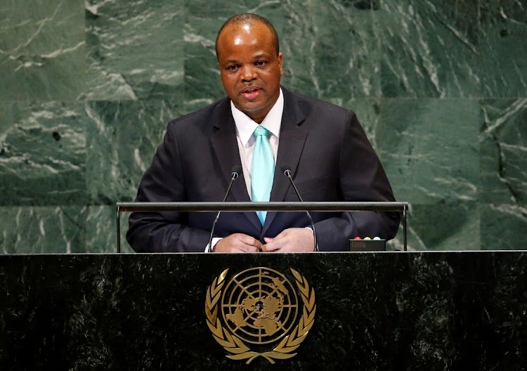 FILE IMAGE: Swaziland's King Mswati III addresses the United Nations General Assembly at U.N. headquarters in New York, U.S., in September 2018.