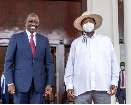 President William Ruto and Uganda President Yoweri Museveni during an Intergovernmental Authority on Development (IGAD) Heads of States’ meeting on January 18, 2024.