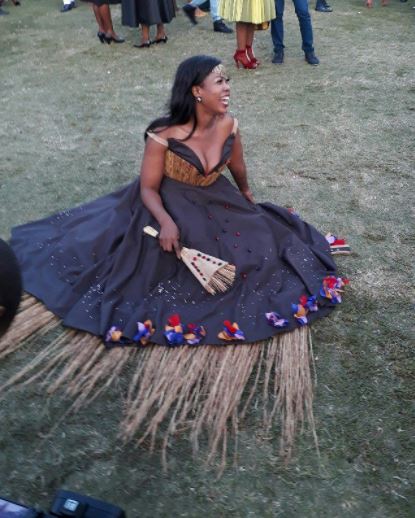 Skolopad ditched her semi-nude ways to introduce Queen Skolopad at this year's Durban July.