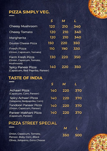 Pizza Street menu 