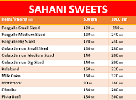 Sahani Sweets menu 1