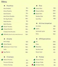 Andhra Tiffin Room (ATR) menu 1