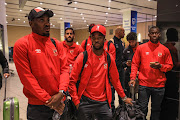 Al Ahly players arrive at OR Tambo International Airport. 