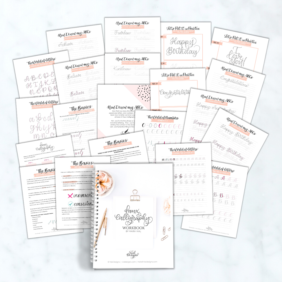 Beginners Guide to Faux Calligraphy Workbook - For Tha Masses Design