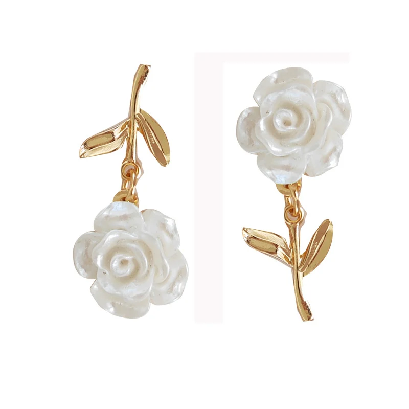 French Fashion Asymmetrical Flower Earrings for women, stylish and elegant. Unique design, enhances your style. Perfect 