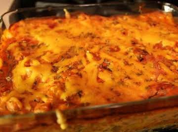 Beef and Bean Enchilada casserole