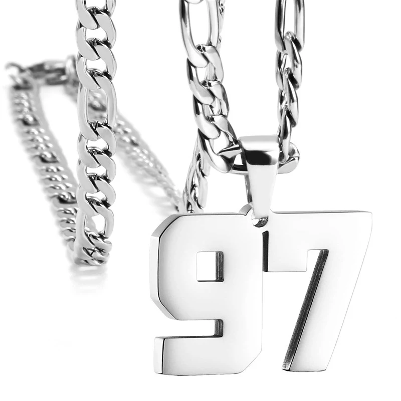 Collier Sport Numérique en Acier Inoxydable pour Athlètes Inspiré des Équipes de Baseball, Basket et Football