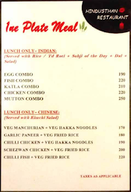 Hindustan Restaurant & Bar menu 1