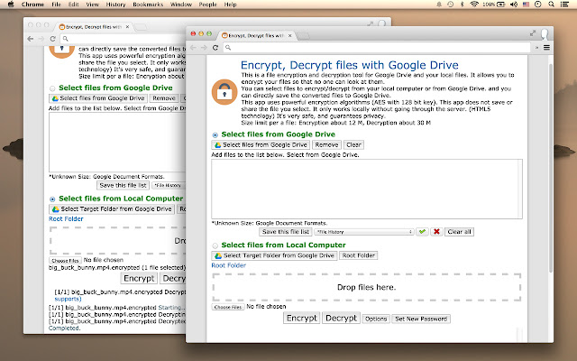 Encrypt, Decrypt files with Drive chrome extension