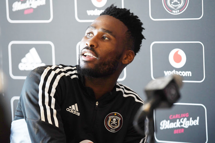 Sipho Chaine during the Orlando Pirates media open day at Rand Stadium on May 11 2023 in Johannesburg.