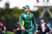 AB de Villiers of South Africa looks on ahead of the First One Day International match between New Zealand and South Africa at Seddon Park on February 19, 2017 in Hamilton, New Zealand. 