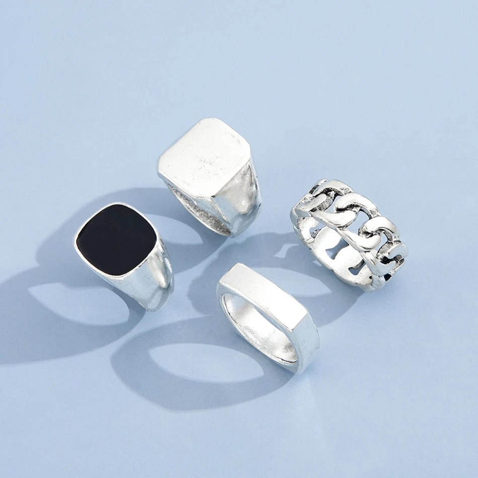 Heren Punk Hip Hop Ringen Set Trendy Sieraden Accessoires Uniek Design Perfect voor Urban Style en Persoonlijke Expressie