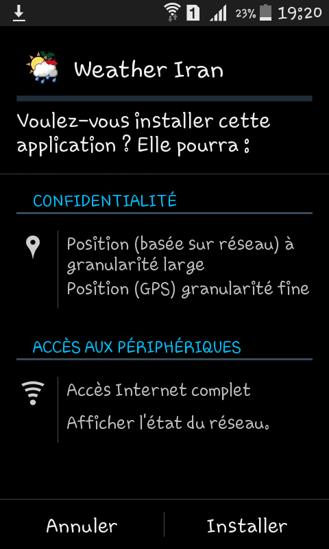 Android application Weather Iran screenshort