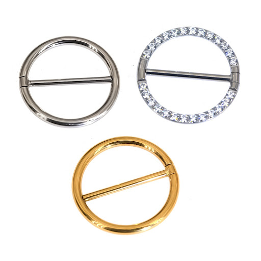 Title 5, Round Diamond Nipple Ring, Body Piercing Jewelr...