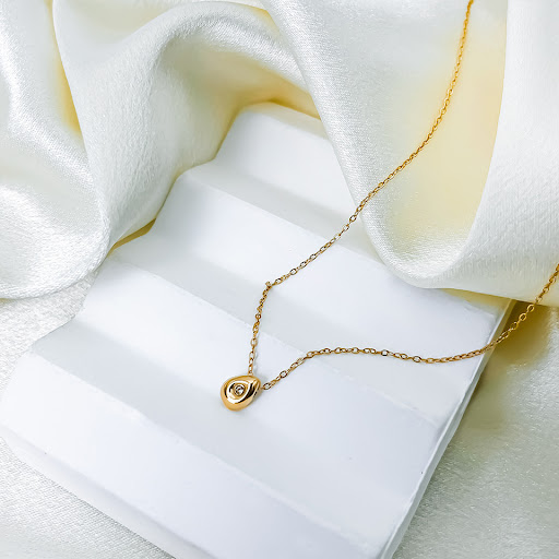 Title 10, Simple Fashion Geometry Pattern Round Zircon Ne...