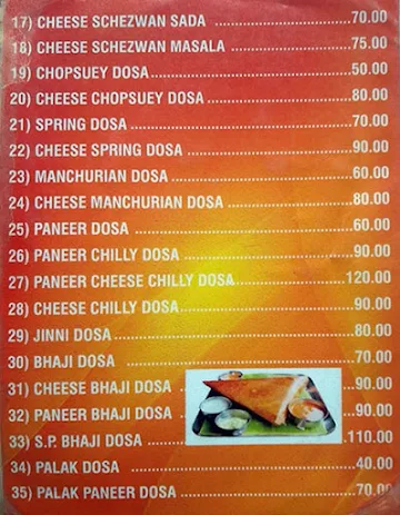 Asish Dosa Center menu 