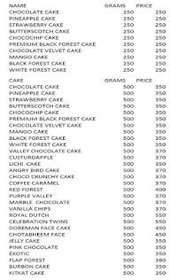 Saileela cake shop menu 1