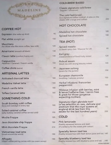 Madeline menu 