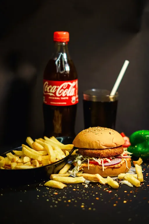 Veggie Burger With 1 French Fries And Coke [250 Ml]